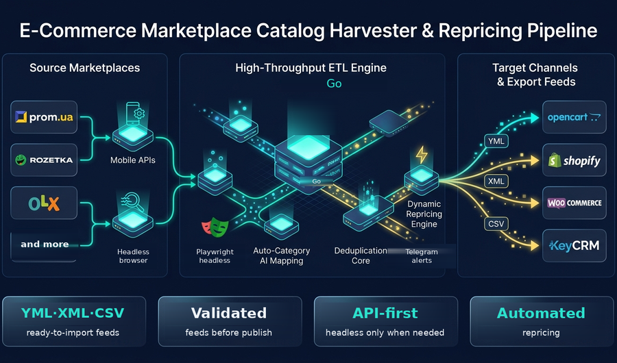 marketplace-harvester — Catalog Harvester and Repricing Engine for Prom.ua, Rozetka and OLX preview