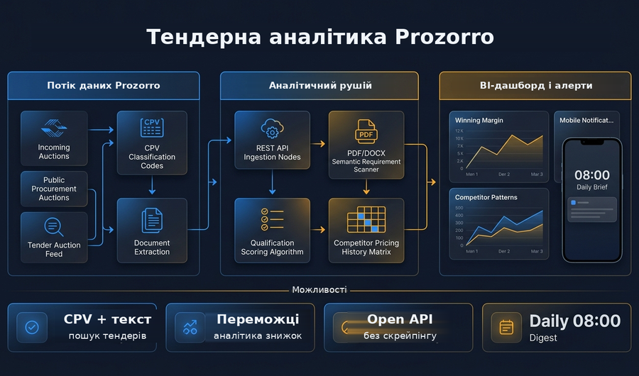 prozorro-tender-intelligence — моніторинг і аналітика тендерів на відкритому API Prozorro