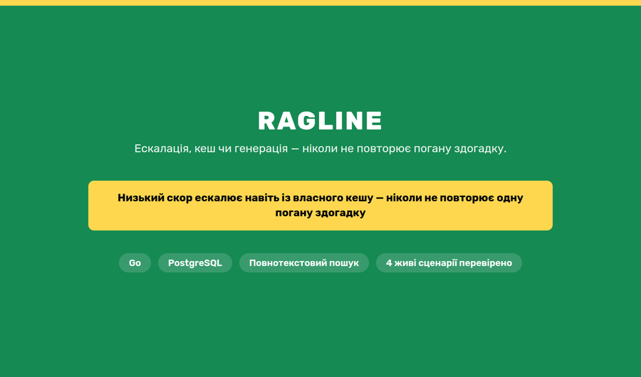 ragline — бекенд AI/RAG Telegram-бота підтримки preview